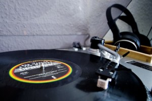 A record player playing a vinyl