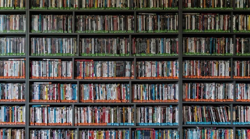 A library of DVDs