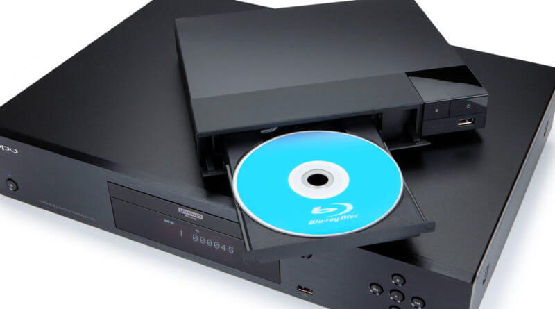 Black blu-ray player with blue blu-ray disc