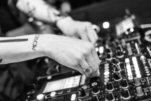 DJ in black and white