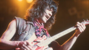 Eddie Van Halen playing guitar on state